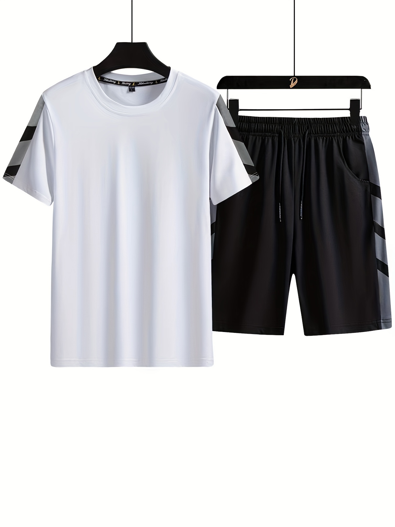 Men's Short Sleeve T-Shirt and Shorts Set Sport Casual Crew Neck
