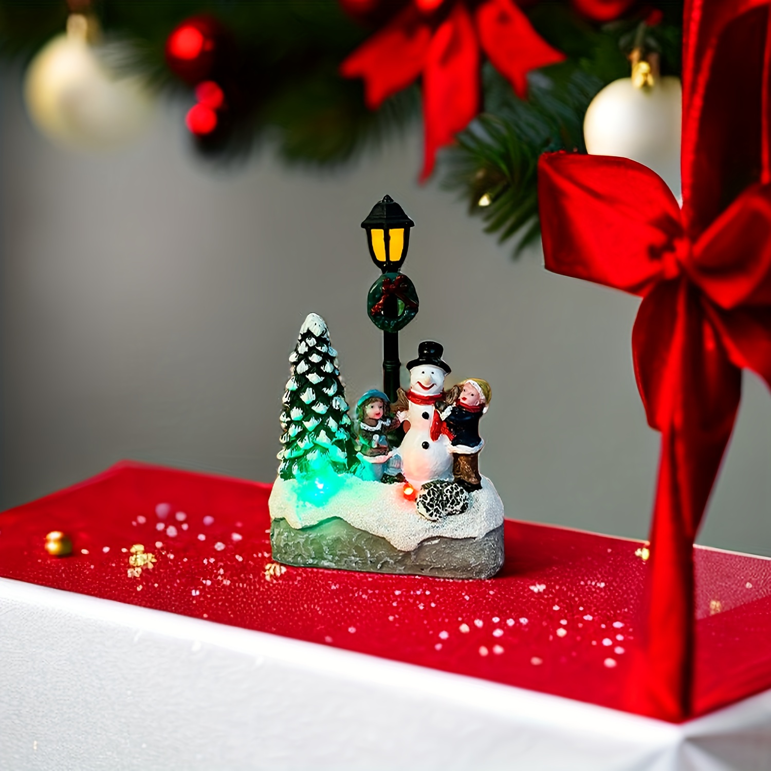 1個 ミニデスクトップクリスマスランプ、装飾樹脂、装飾LEDランプ