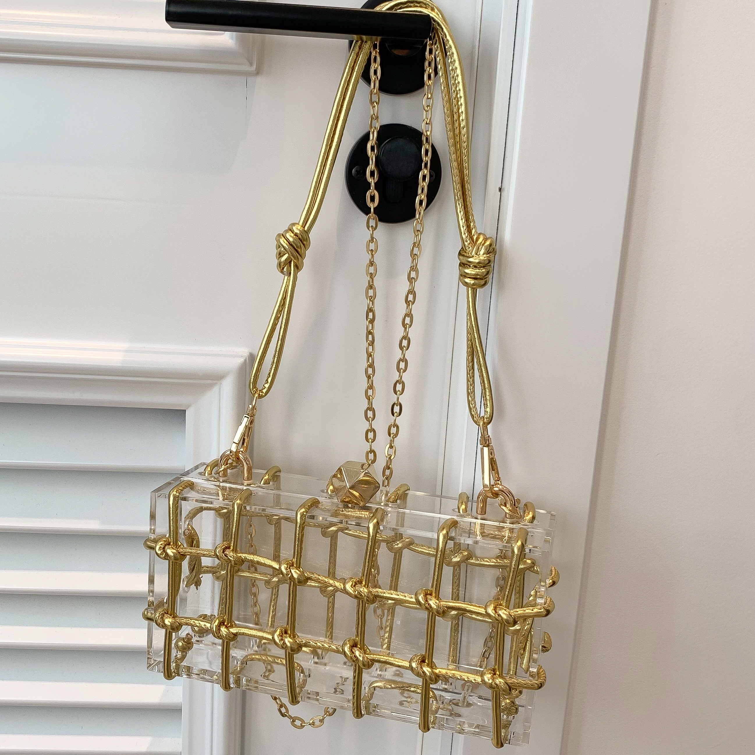Mini Transparent Acrylic Hand Bag Solid Plaid Shoulder Bag