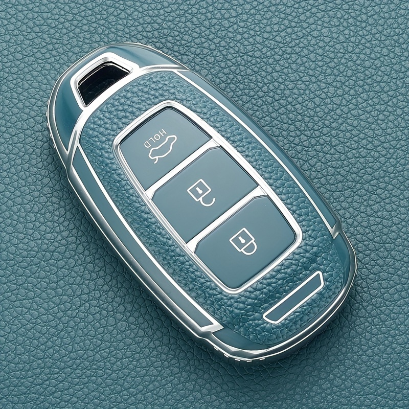 mt-key Schlüsseltasche Autoschlüssel Softcase Silikon Schutzhülle  fluoreszierend Blau, für Hyundai i10 i20 Elantra i40 Sonata ix25 ix35  Tucson 3 Tasten