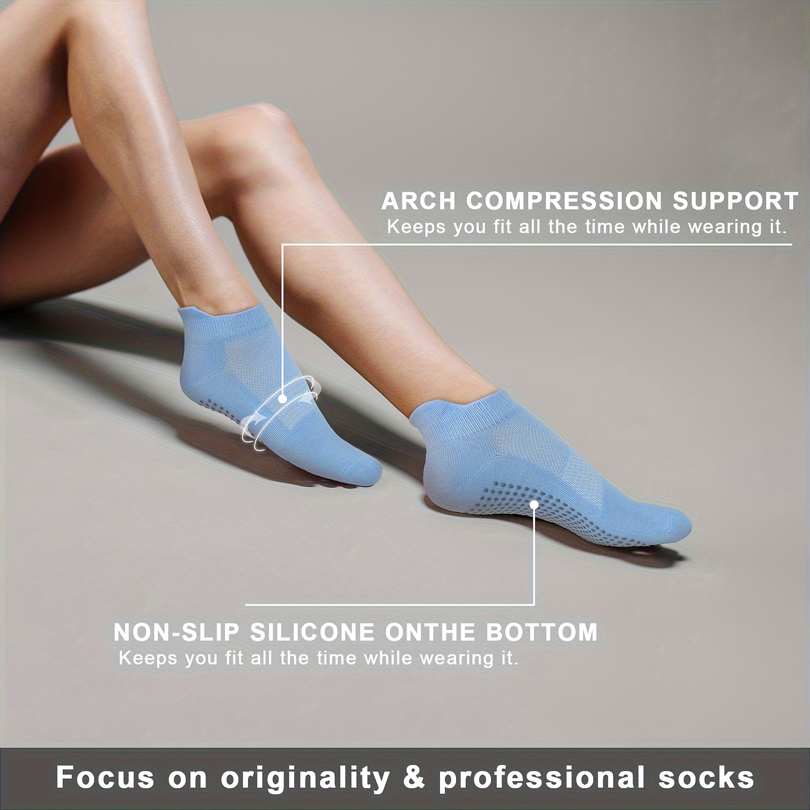 1Pair Yoga Socks Anti Slip Sticky Bottom Workout Pilates Grip Sock For Woman  Dance Slippers Fitness
