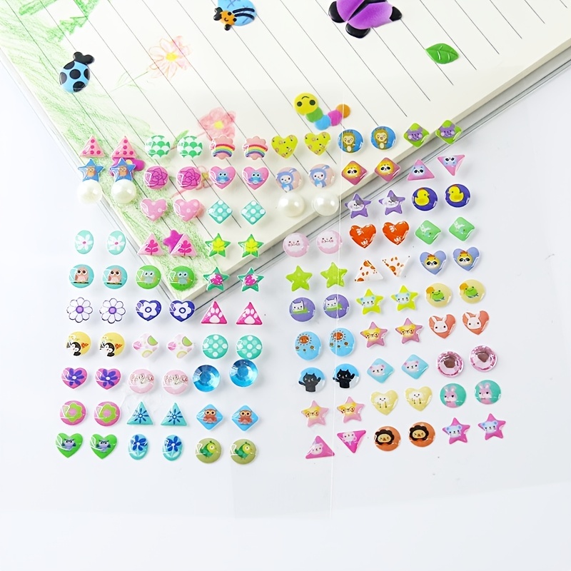 4-pack Toddler/Kid Girl Crystal Epoxy Sticker Earrings Sticker Only د.ب.‏  2.30 بات بات Mobile