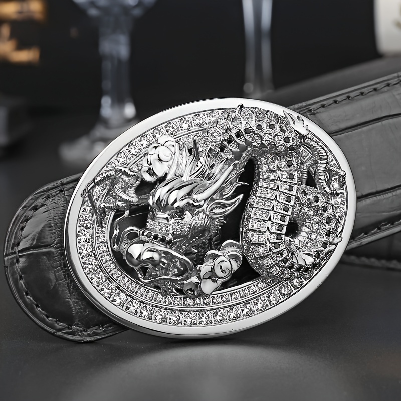 New Chinese Dragon Designer Belt for Men Luxury Cowskin Leather