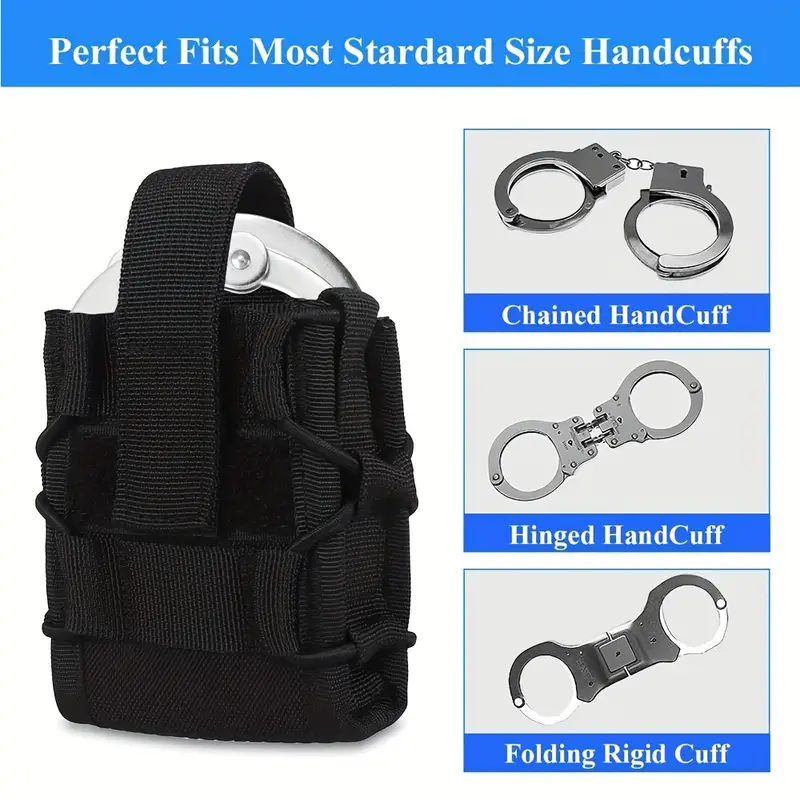 Universal Handcuff Holster Pouch, Open Top Hand Cuff Holder Case Fit  Asp/Hinged/Chain/Folding Rigid Handcuff For Duty Belt Molle Vest Law  Enforcement