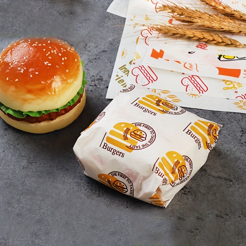 

25pcs Sandwich Wrapping Paper, Grease Proof Hamburger Paper, Grease Trap Bread Paper, Baking Paper, Kitchen Items