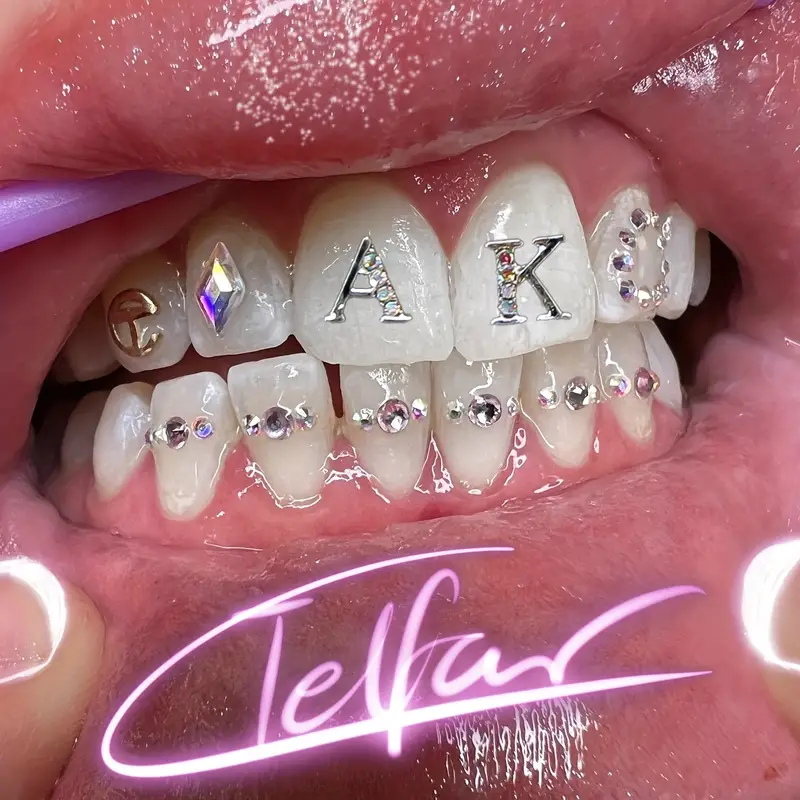 English Letter Shaped Tooth Gems Kit Inlaid Faux Crystal Minimalist Teeth  Jewelry Decoration Super Flash - Temu Germany