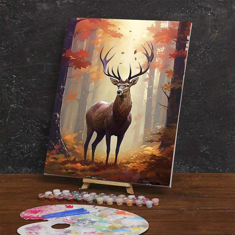 Paint By Number Deer & Lake Finished Print