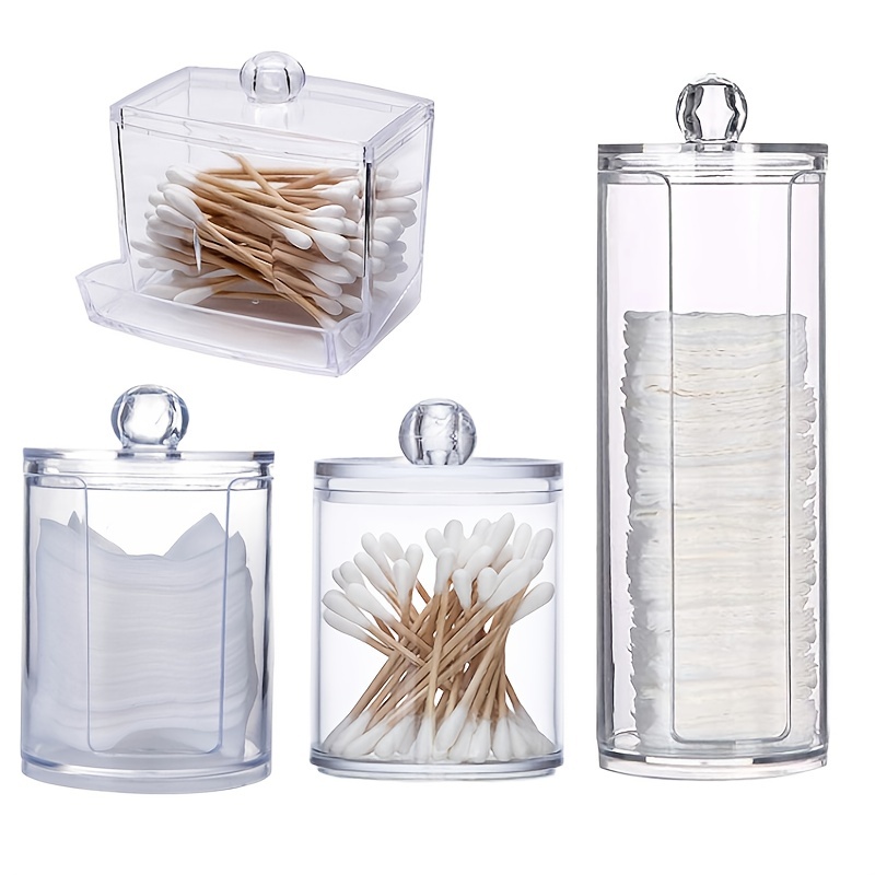 Glass Bathroom Vanity Storage Jar for Cotton Swabs, Makeup Sponges