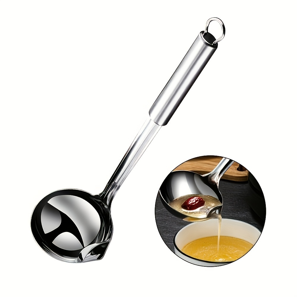 Hot Pot Soup Ladle Set of 2, Stainless Steel Strainer Scoops, Slotted  Spoons Skimmer Spoon, Kitchen Utensil for Cooking,Serving, 12Inch