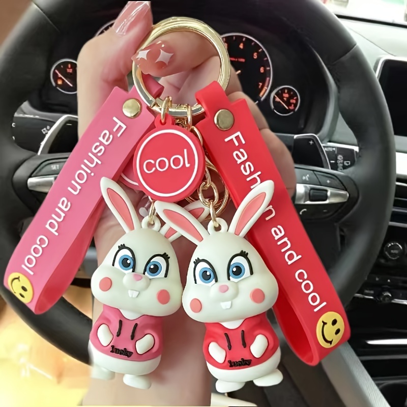 1pc Car Key Chain 3d Cute Cartoon Rabbit Design Pendant Car Key Ring With  Lanyard For Car Key Accessories Car Decorations For Car Keys - Automotive -  Temu