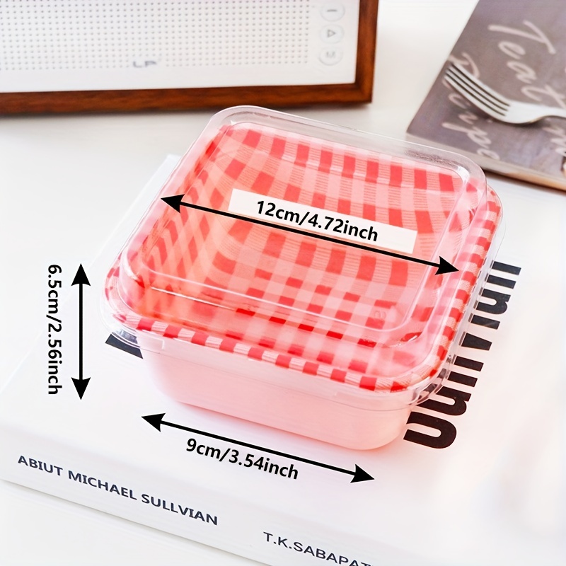 50pcs Tiramisu Container With Lid Square Plastic Cake Packaging