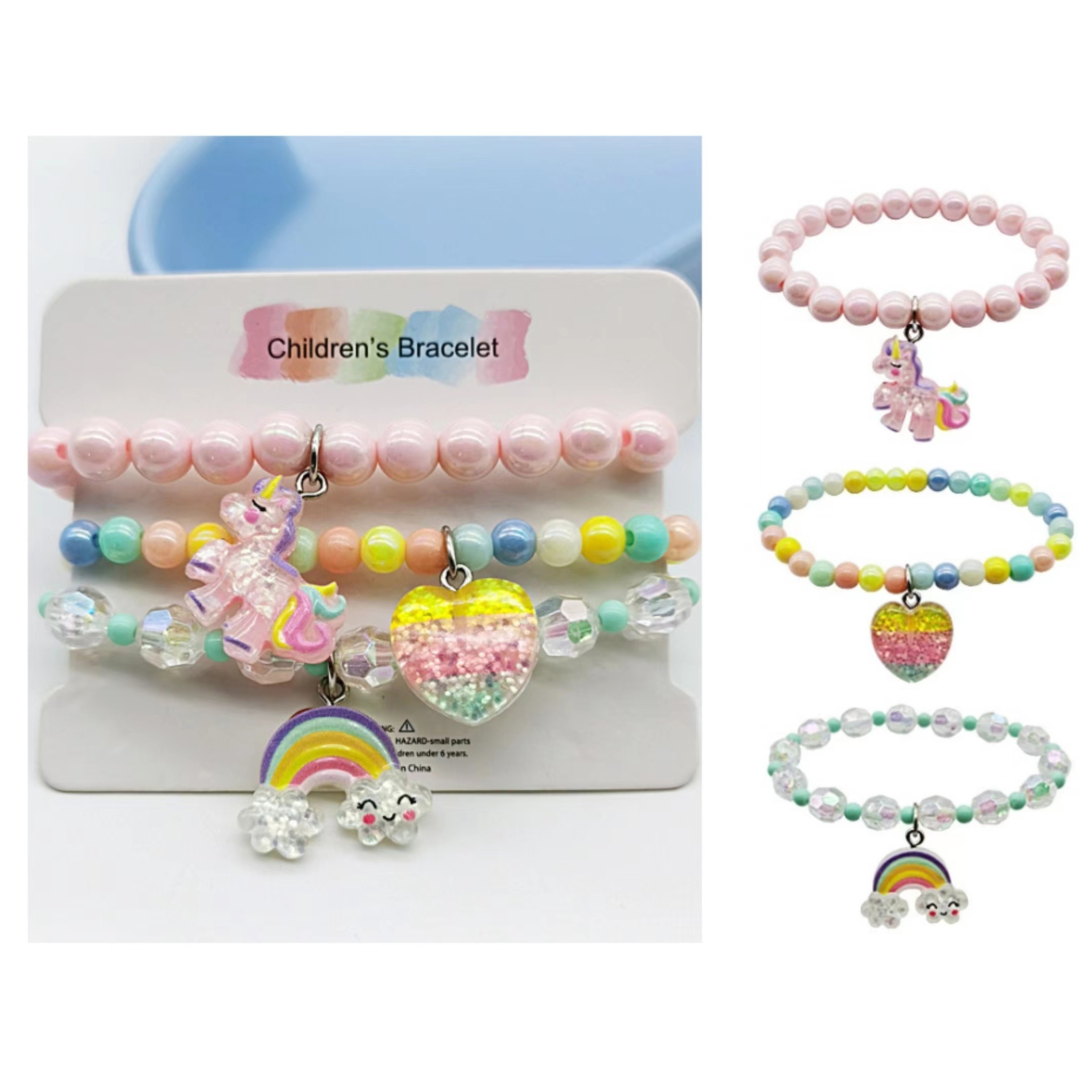  Juego de 24 pulseras y collares tejidos para niñas con diseño  de unicornio, sirena, mariposa, flor, regalo para niñas pequeñas : Juguetes  y Juegos
