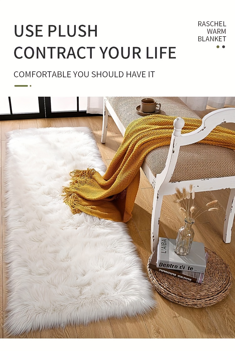 1pc luxury thickened shag area rug modern rectangle plush fuzzy rugs machine washable non shedding non slip shaggy furry carpets for living room bedroom home decor room decor details 2