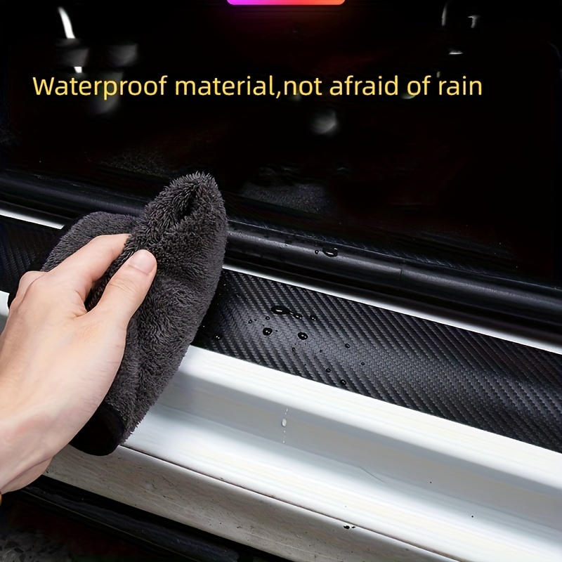 4pcs German Models, Carbon Fiber Pattern Car Door Sill Strip Stickers,  Anti-stepping Anti-scratch Wear-resistant Waterproof Welcome Pedal