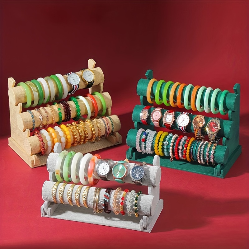Présentoir à Bijoux 3 étages WEGREAT - Velours Noir Pour Bracelets, Colliers, Montres
