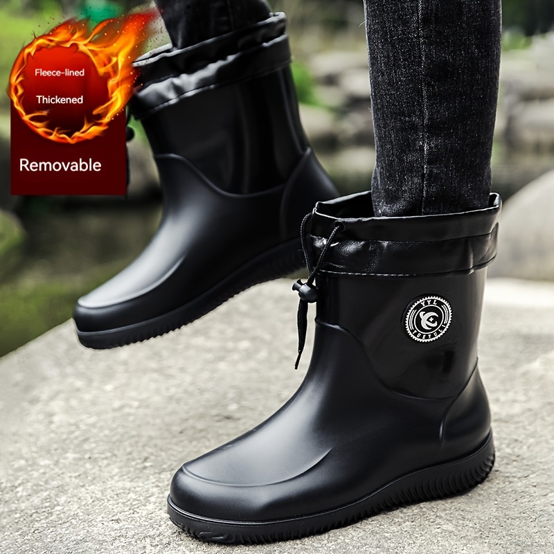 Solid black rain clearance boots