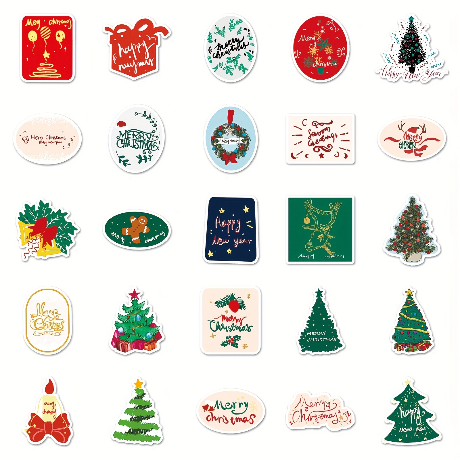 100PCS/bag New Christmas Stickers Scrapbooking Journal Happy