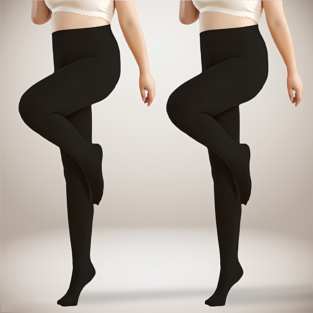 Plus Size Fleece Liner Pantyhose Women's Plus 200d Thermal - Temu Canada