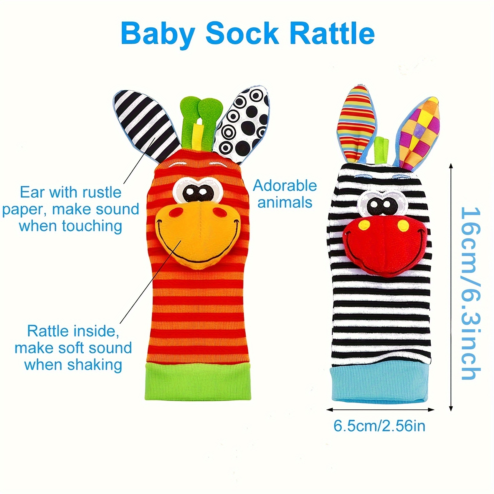 Adorable Baby Wrist Strap Socks Cartoon Hand Rattle Plush - Temu