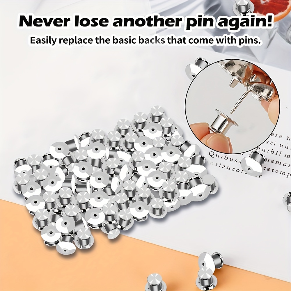 50PCS Metal Pin Backings, Locking Pin Backs for Enamel Pins, Lapel Pin  Backs Replacement (Gold)