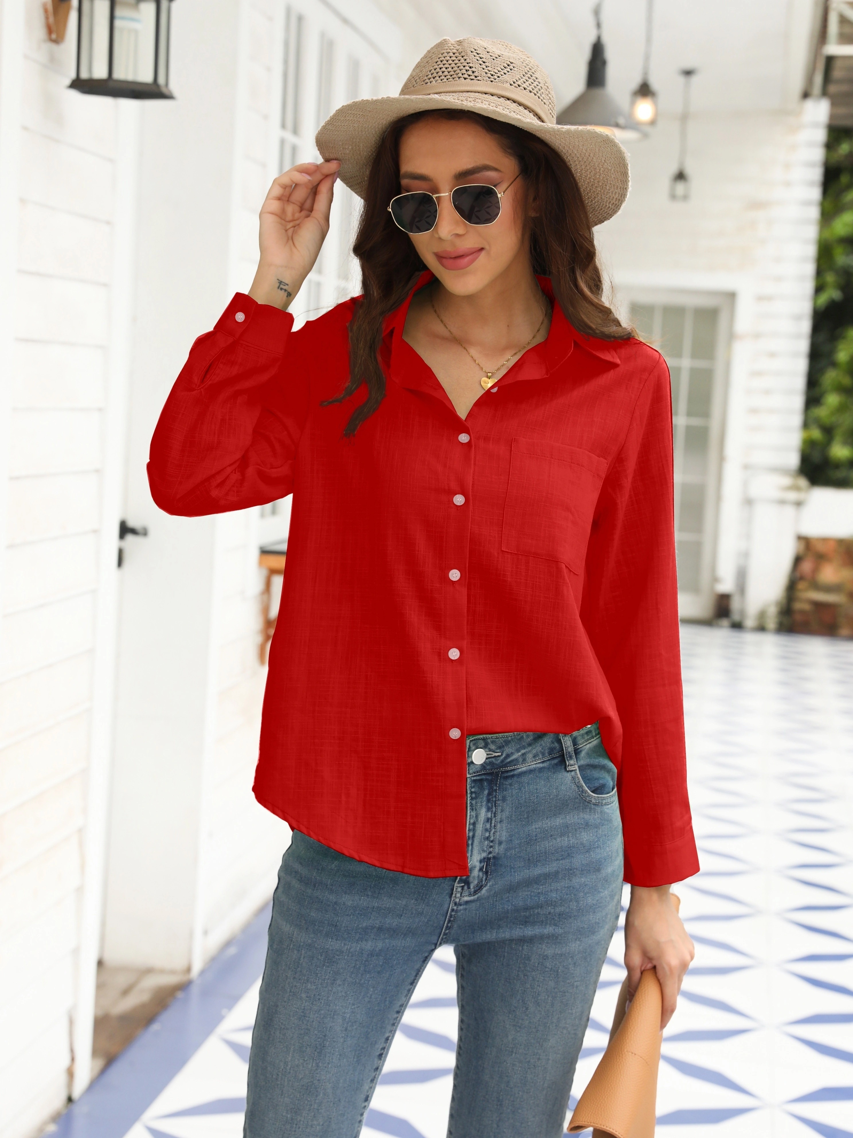 Button Loose Oversized Shirt Casual Every Day Top Women's - Temu Canada