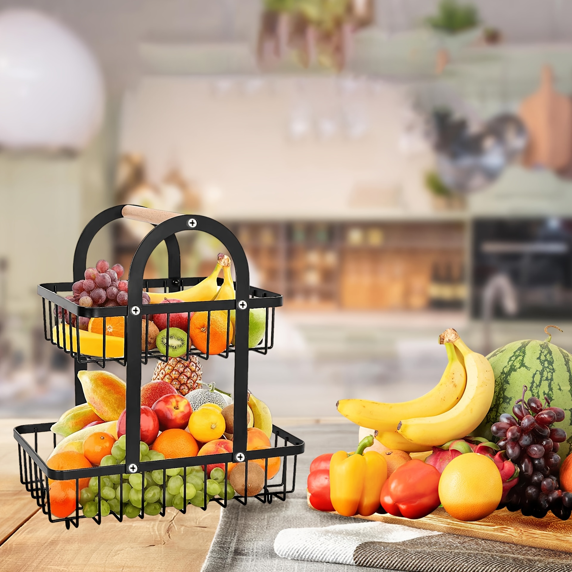 canasta para frutas y verduras frutero de piso cocina grande de mesa de  metal YS