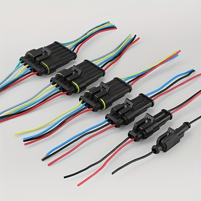 Conector de 2 pines (kit de 6), conectores eléctricos automotrices de 18  AWG, conectores de cable impermeables, conectores eléctricos de 2 pines