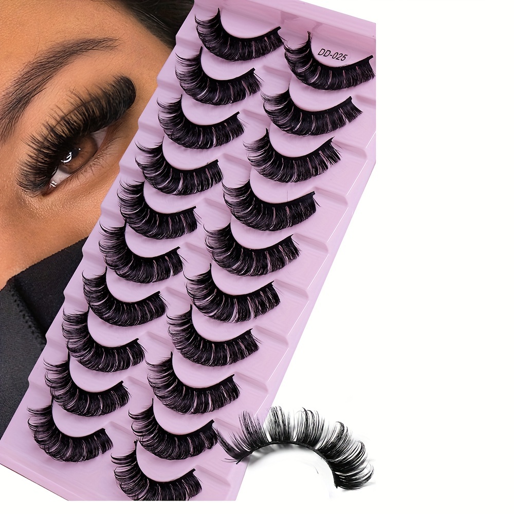 

10 Pairs Dd Curl Russian Lashes Multi Layer Thick Dramatic Volume Faux Mink Lashes Fluffy Reusable Fake Eyelashes