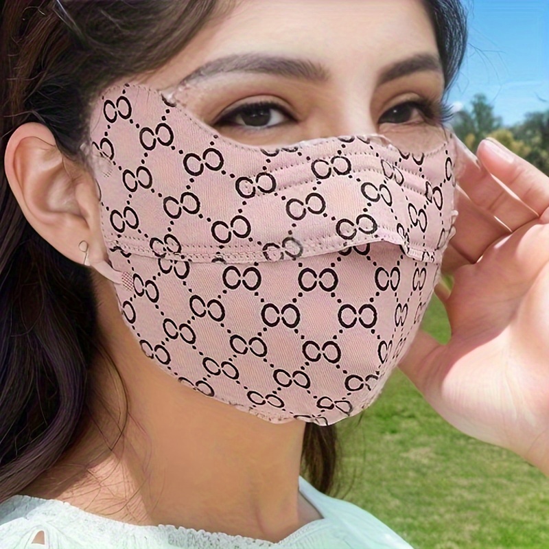 Vintage Geometric Pattern Face Protector Breathable Elastic - Temu