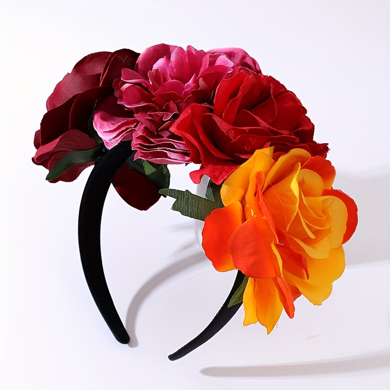 

1pc Romantic Gradient Rose Hairband Artificial Flower Headband Women Daily Use Hair Accessories