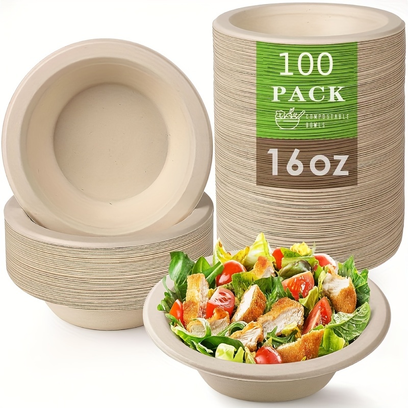 25oz Paper Bowls, 50 Pack Paper Food Containers with Lids ,Disposable Soup Bowls Bulk Plastic Free Party Supplies for Hot/Cold Food, Soup, Ice Cream