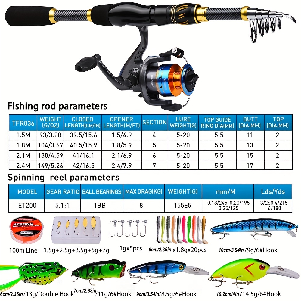 Hooks Fishing Kit Lightweight Telescopic Fishing Rod Brand New