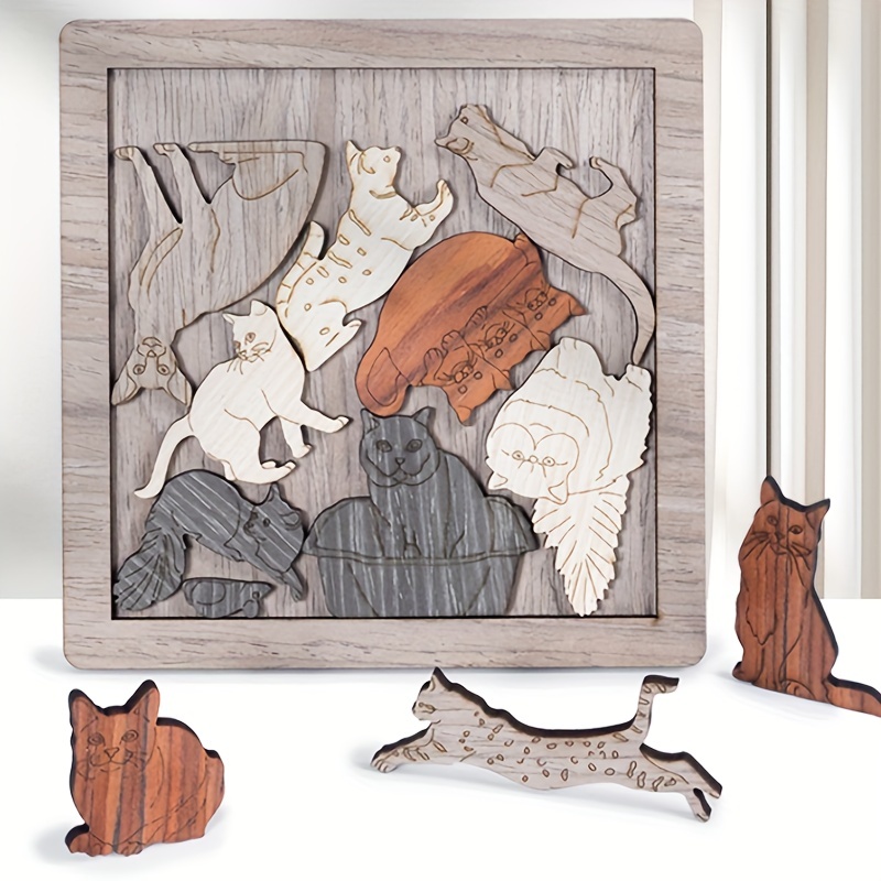 Cat and Mouse Puzzle, Cat Puzzle, Mouse Puzzle, Wooden Puzzle