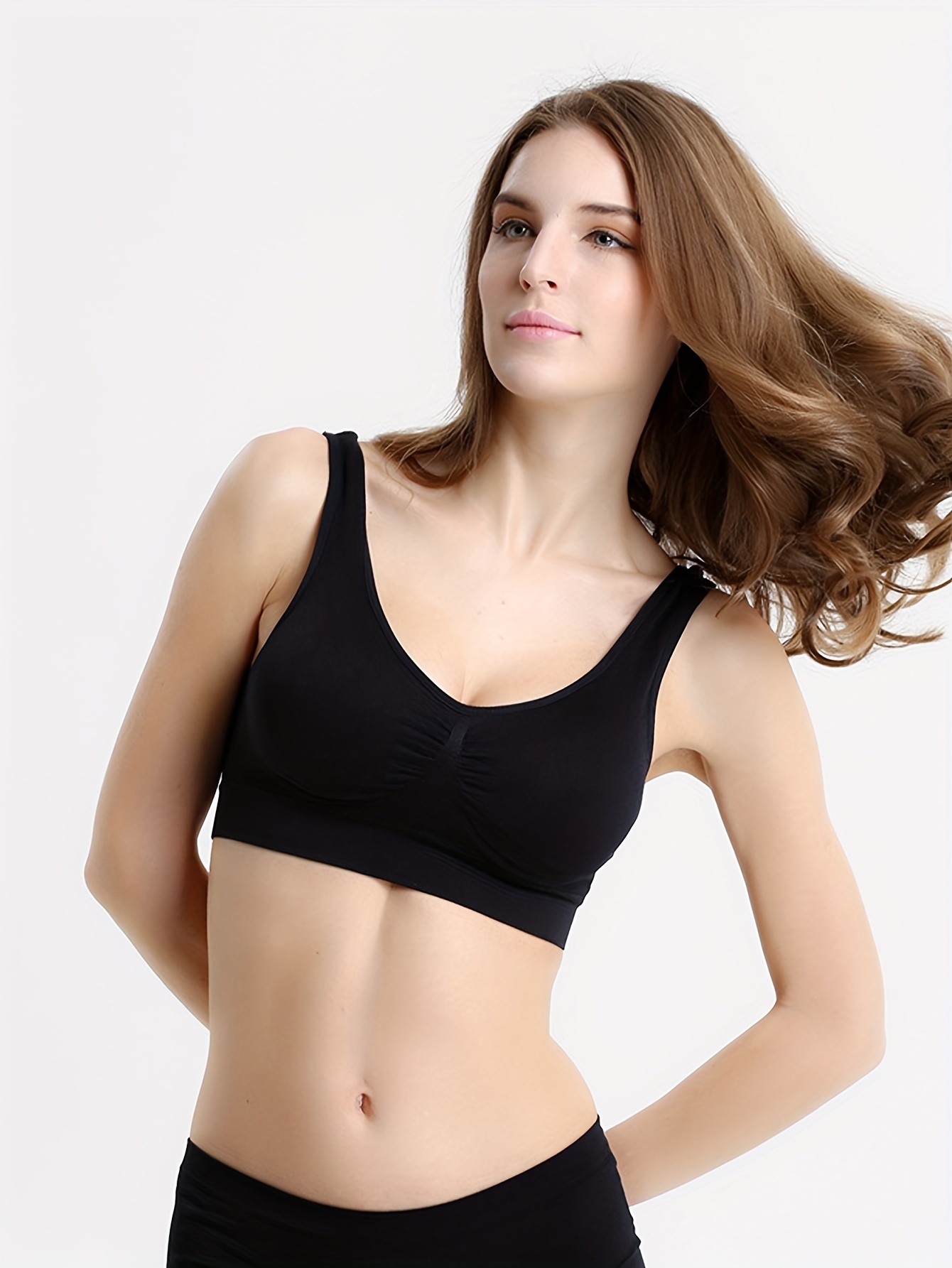 Solid Wireless Sports Bras Comfy Breathable Running Workout - Temu