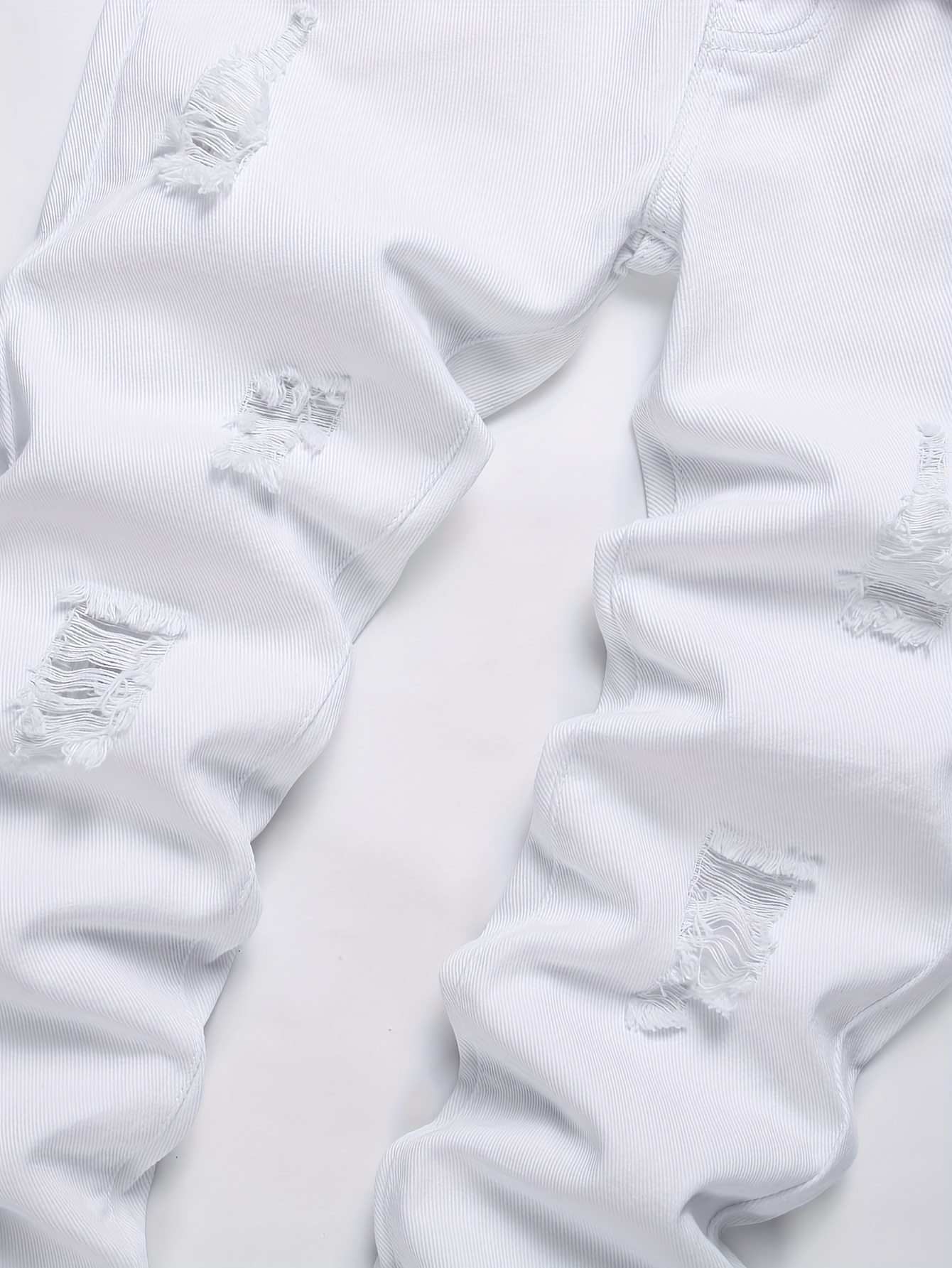 Calças Jeans Brancas Rasgadas Para Crianças Calças De Brim - Temu
