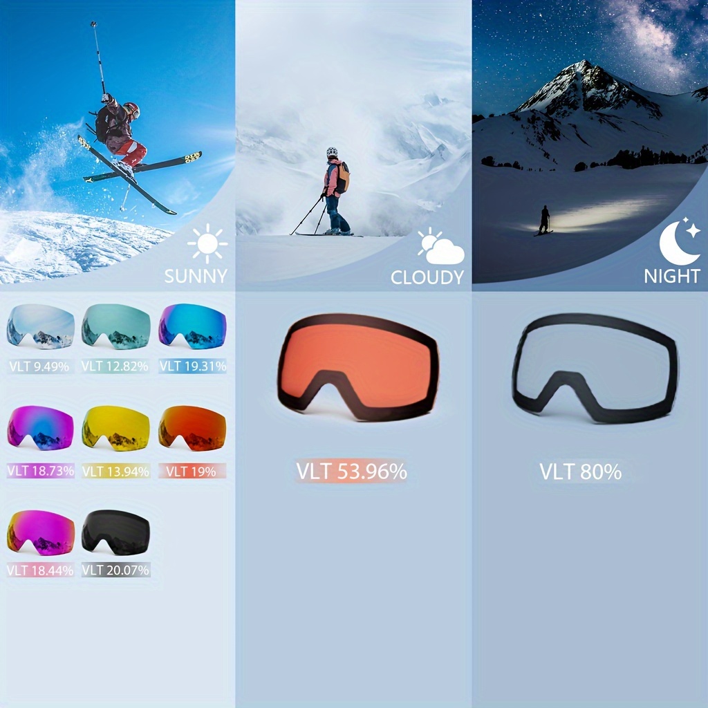 Gafas de esquí de montaña para hombre y mujer, lentes de nieve