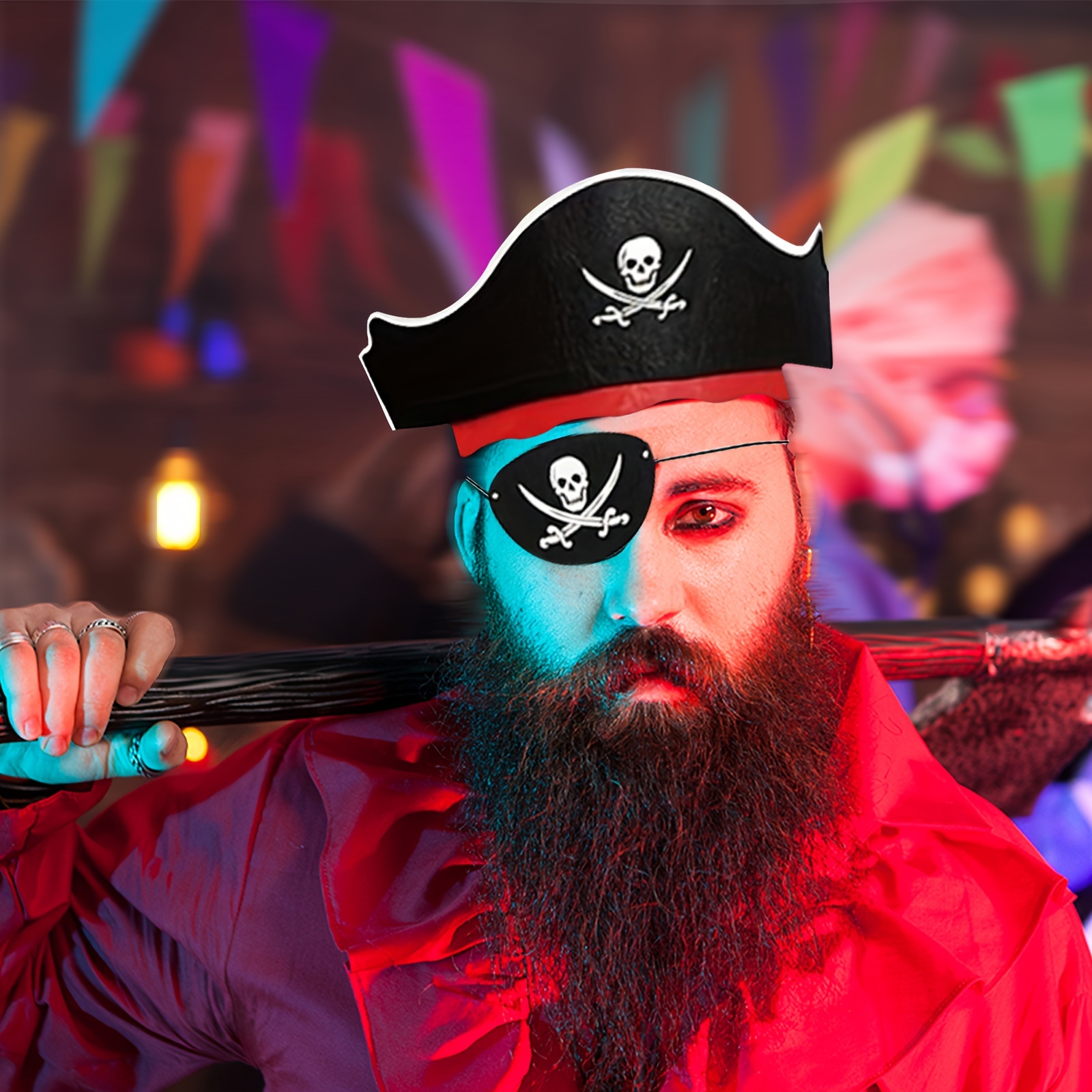 Juego de accesorios para disfraz de pirata de capitán de pirata, sombrero  de pirata, kit de accesorios de pirata, juego de roles