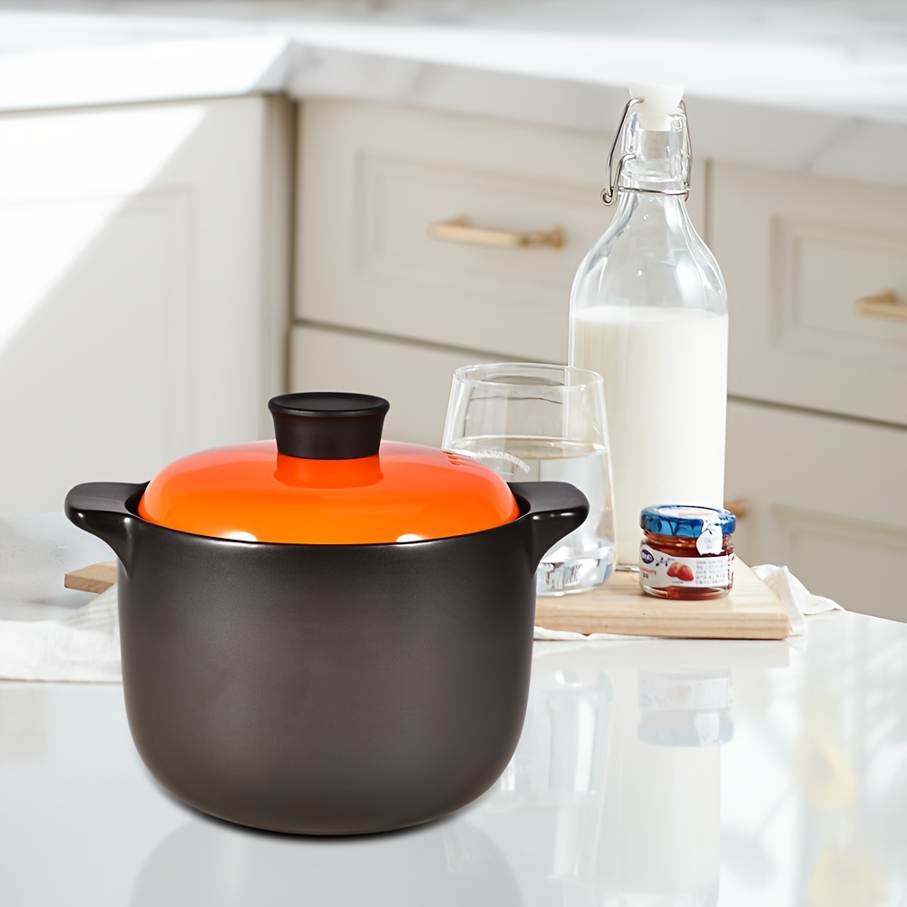 1pc 3 5l ceramic casserole pot heat resistant casserole pot with orange lid stew pot cookware kitchenware kitchen supplies