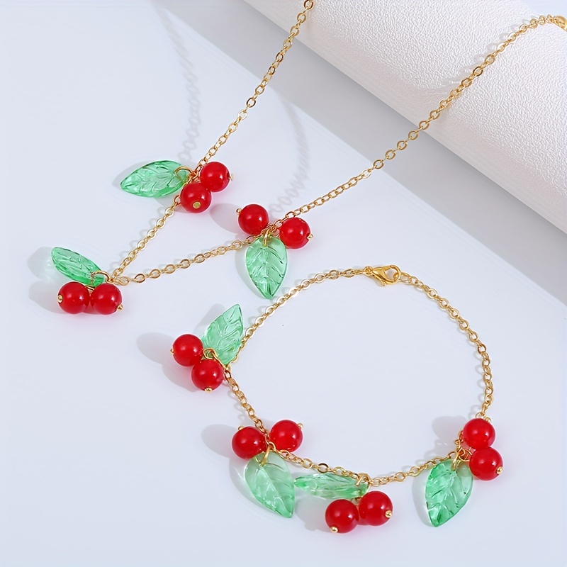 5pcs Jewelry Set Lovely Necklace Earrings Bracelet Ring Decoration