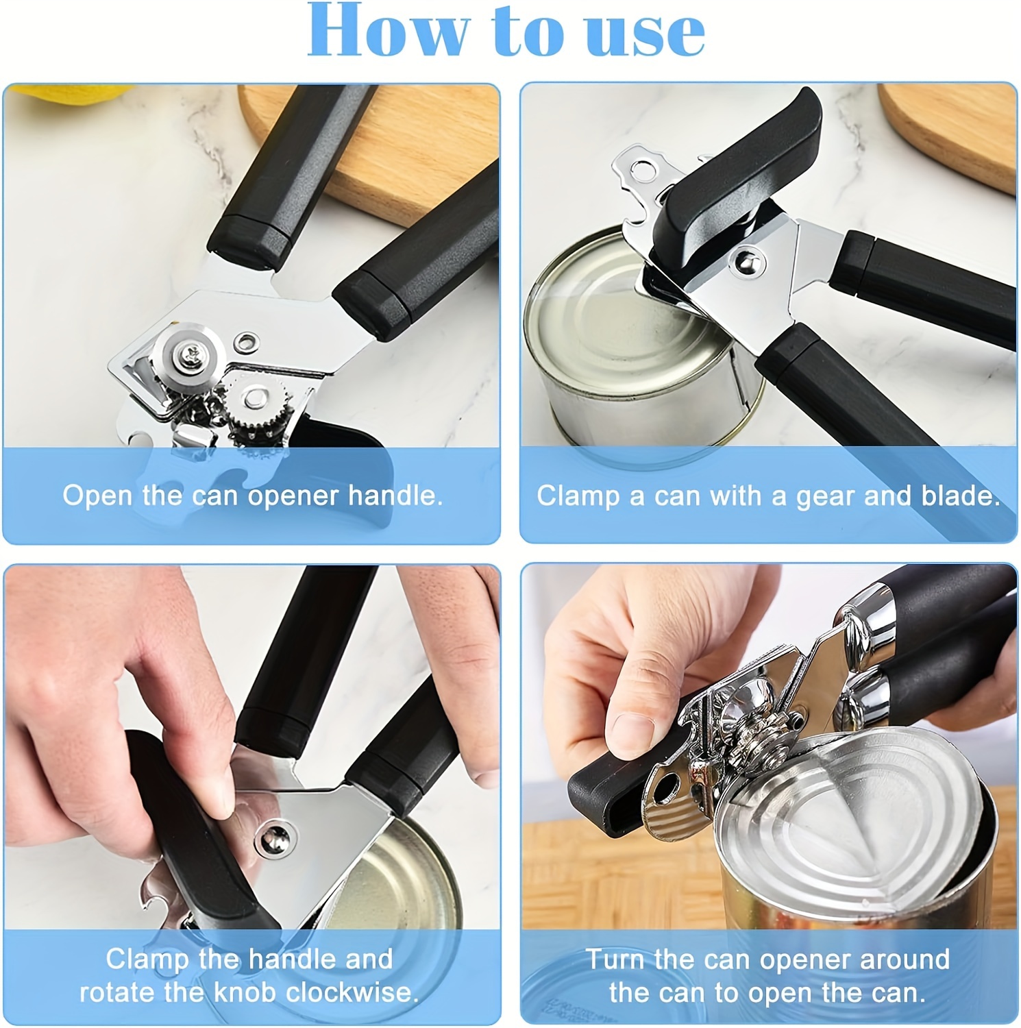 Manual Can Openers, With Non-slip Handle And Ergonomic Turning