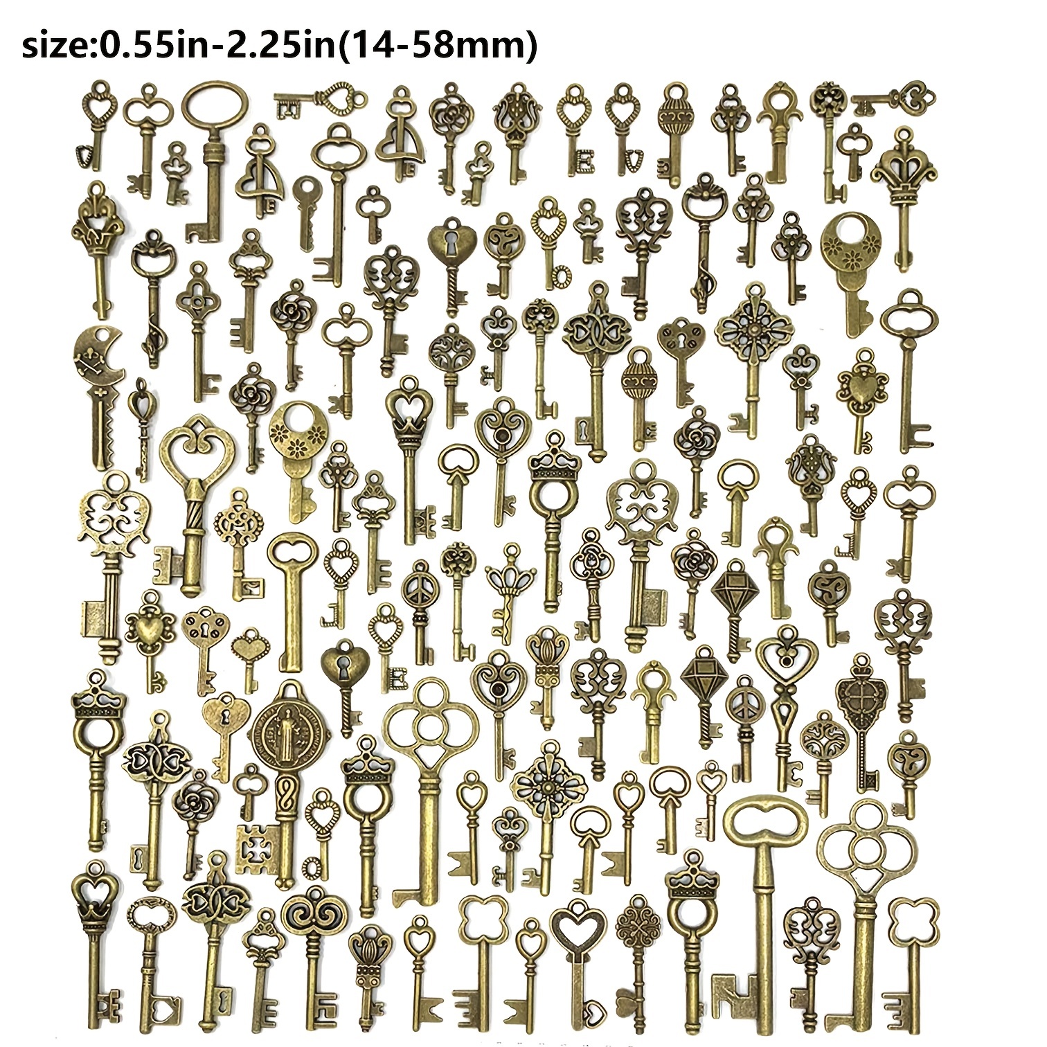 Wedding Key Favors . Heart Skeleton Key . heart key . brass key charm .  shabby chic key . large key . metal key charm
