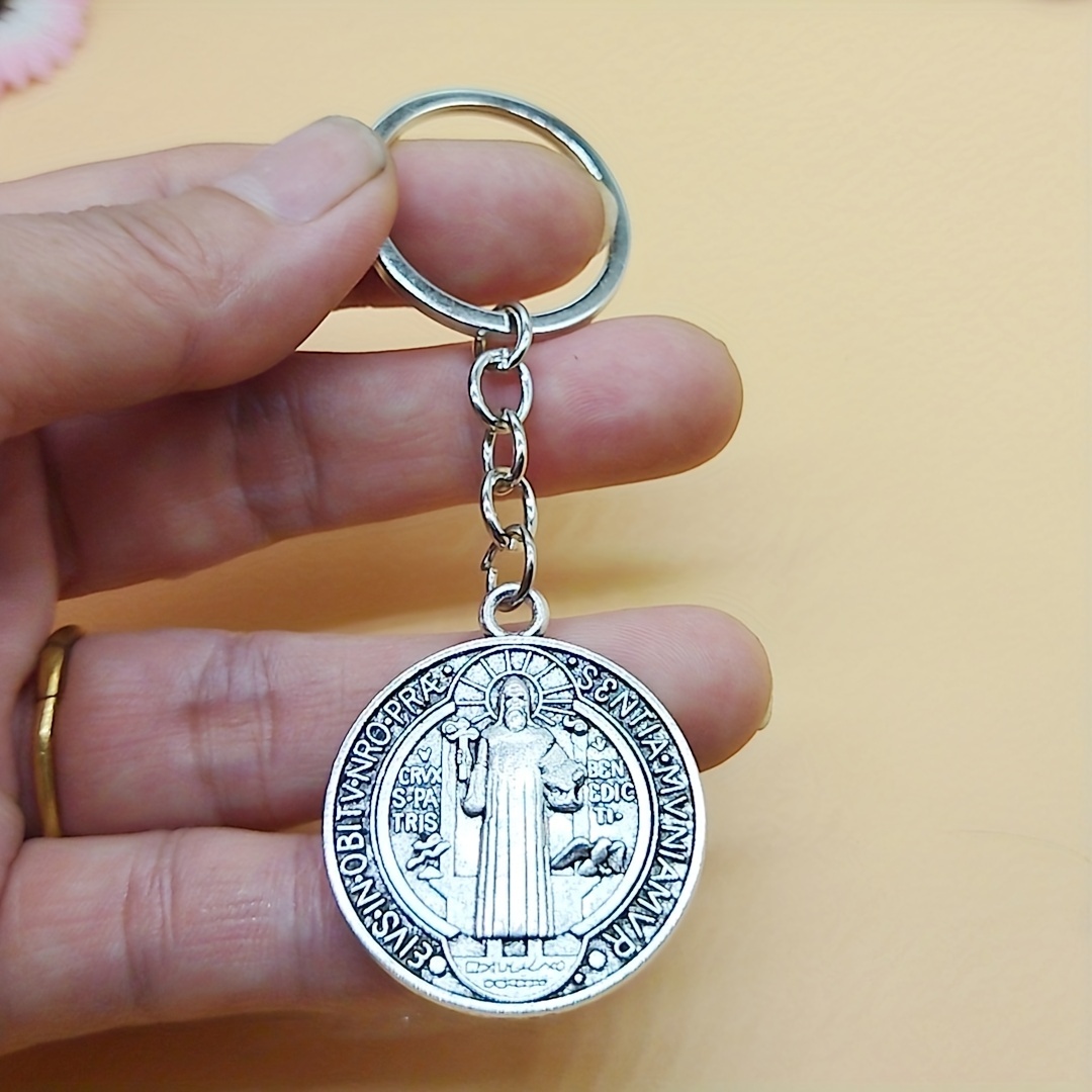 Ancient Silver Christian Saint Key Chain Men - Temu