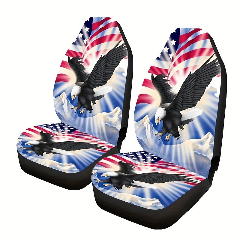 2pcs/set American Flag And Eagle Print Car Seat Covers, Universal Fit Car  Seat Covers For Front Seats Only, Automotive Bucket Seat Cushion Pad