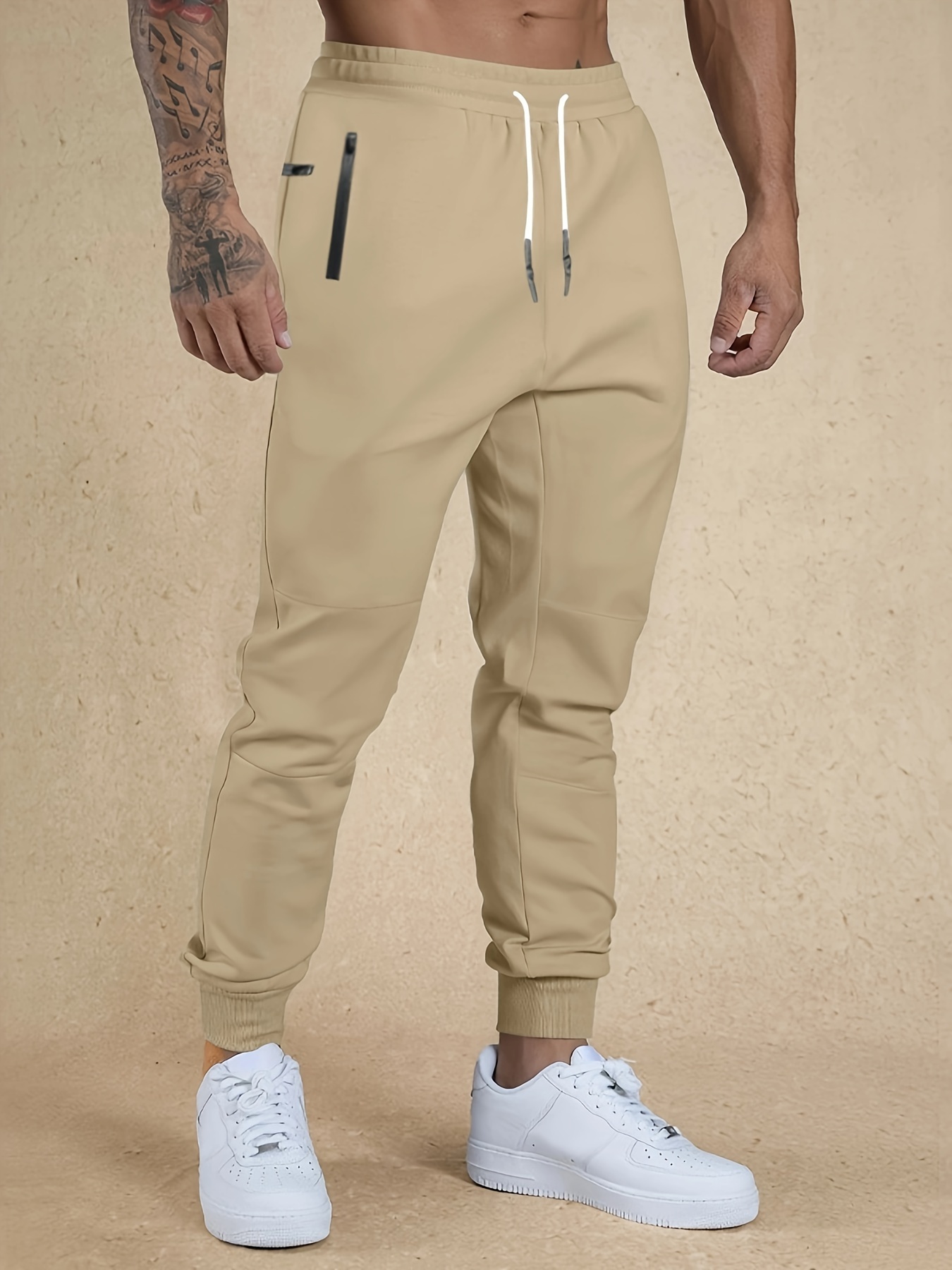 Men's Gym Jogger Pants Teen Hip Hop Slim Fit Workout Running Sweatpants  Zipper Pockets Colorblock Track Pants Trousers 