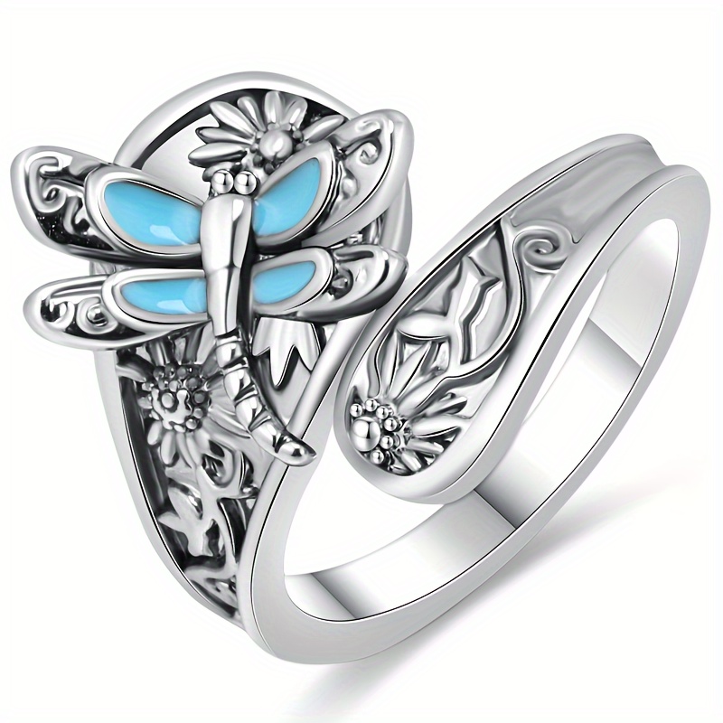 

1pc Butterfly Spoon Shaped Ring, Retro Bohemian Style Flower Shaped Ring, Floral Jewelry Gifts