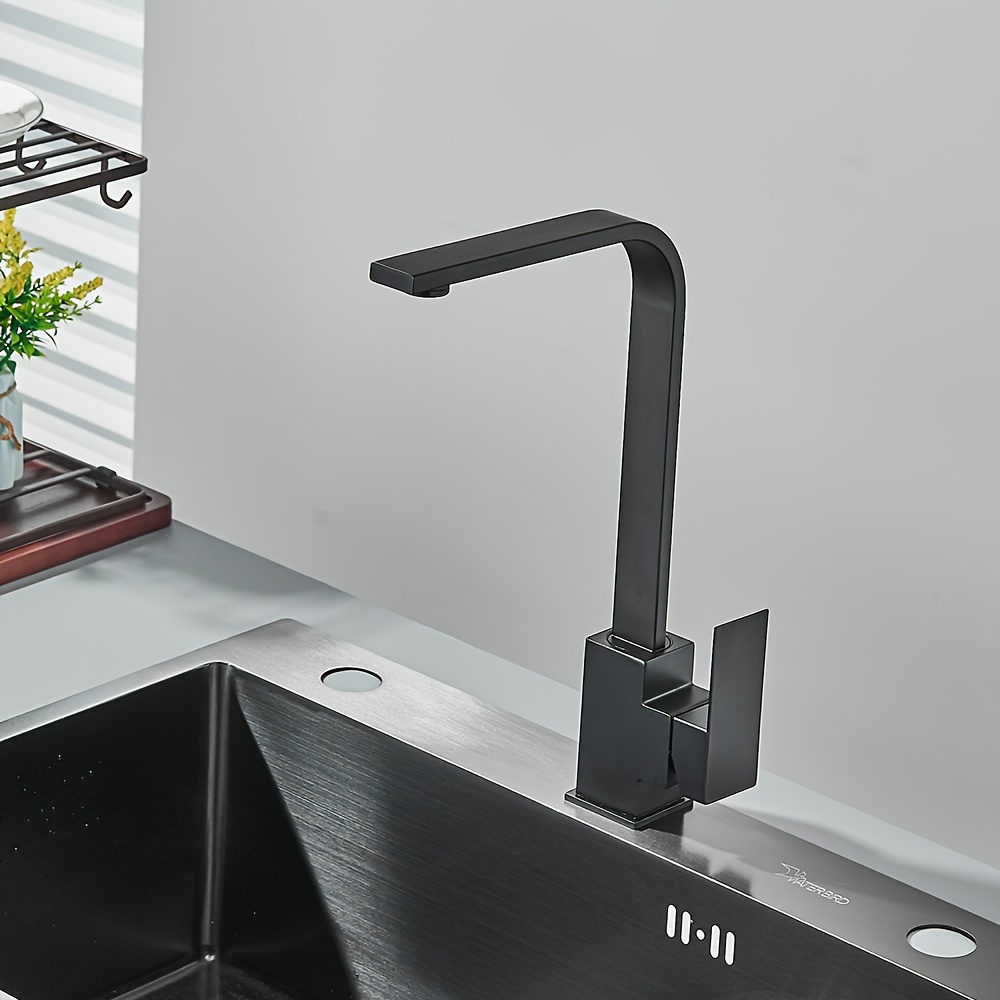 Sisliya Kitchen Tap, Black, 360° Rotatable Kitchen Tap, Single Lever Mixer  Tap for Kitchen Sink, Chrome-Plated Brass Sink Tap, Swivel Range Selectable