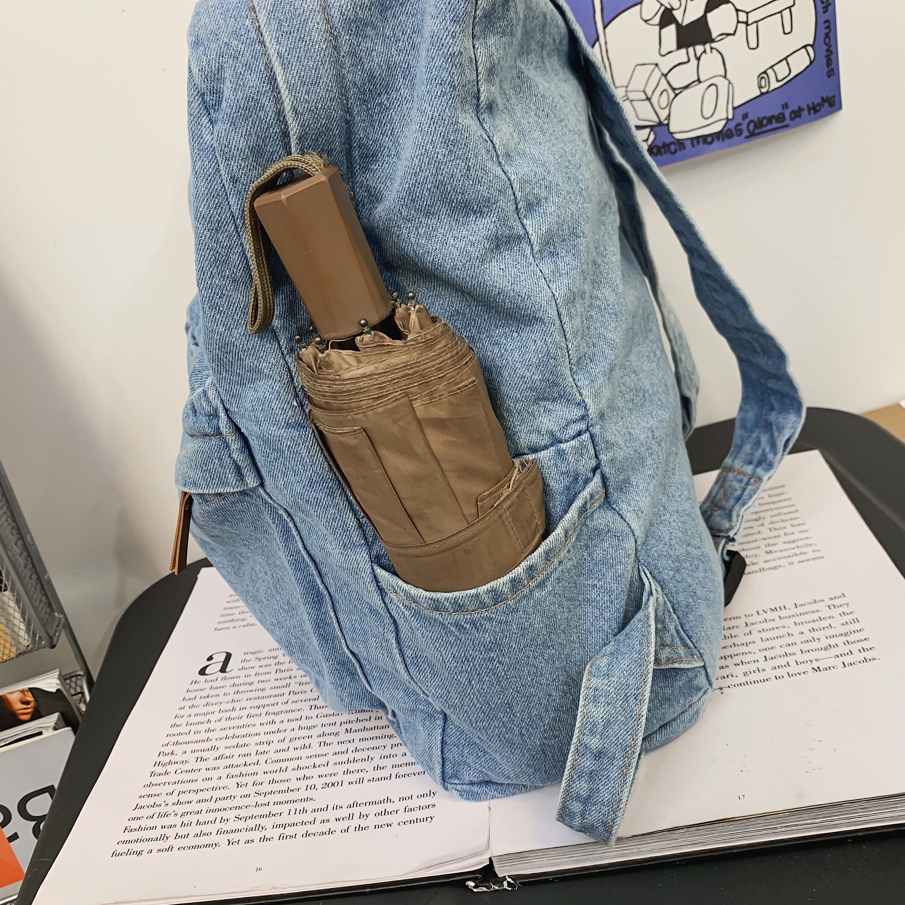 Little girl denim mini backpack