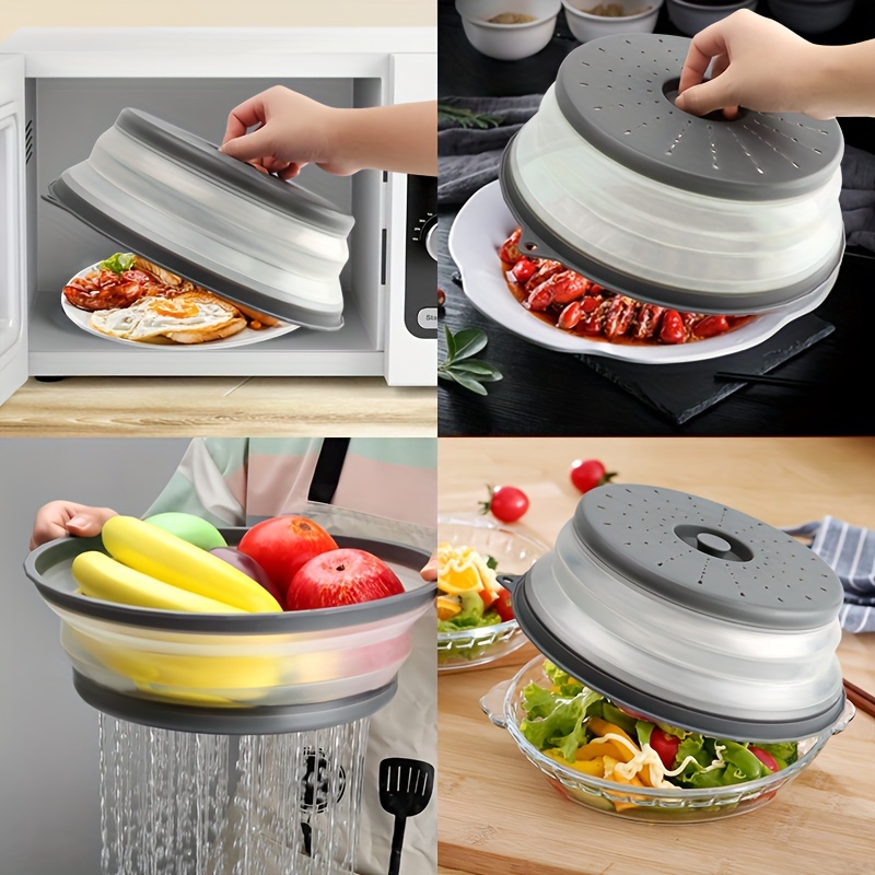 Microwave Splatter Cover Vented for Food, Splatter Guard & Colander Kitchen  Gadget for Fruit Vegetables Microwave Plate Cover with Hook