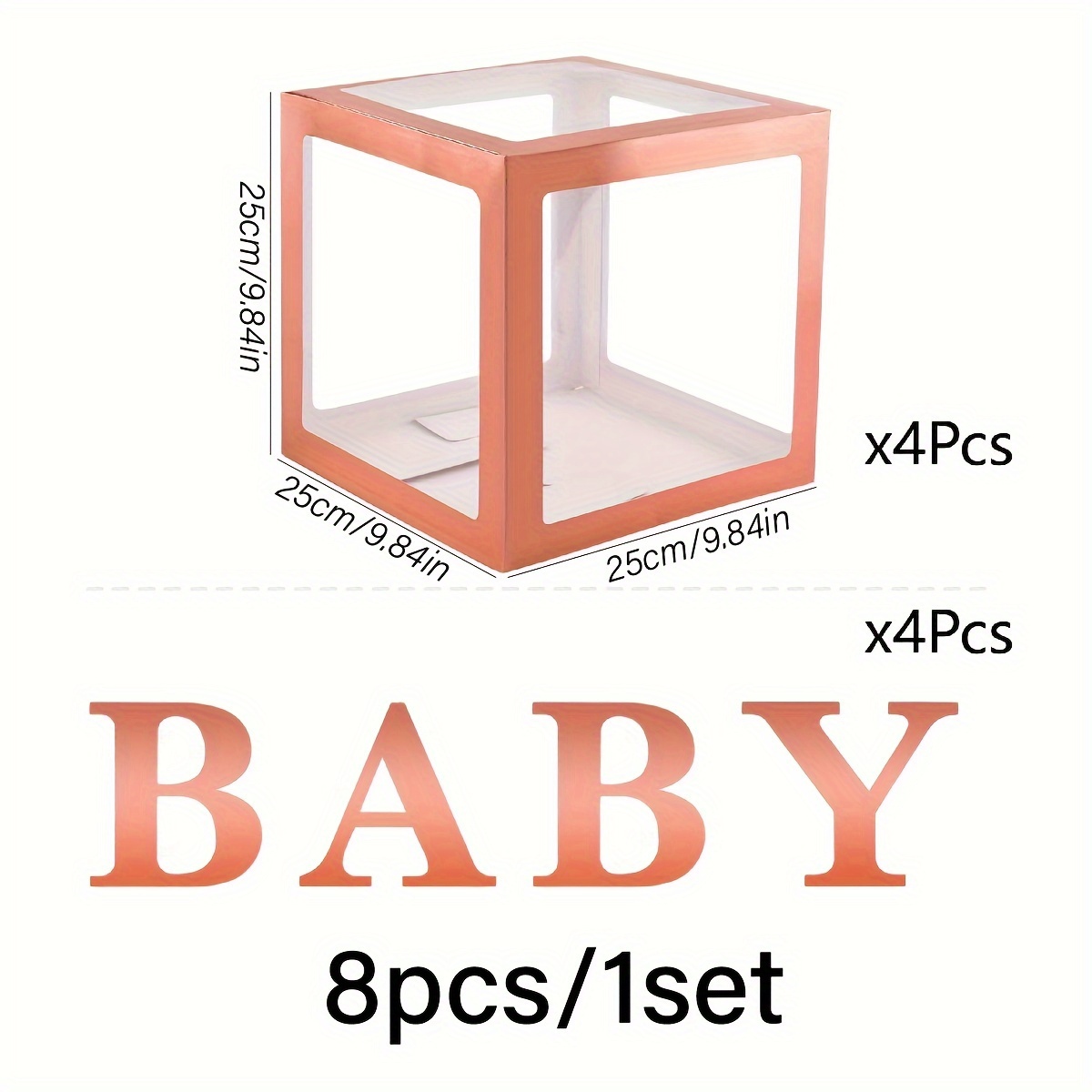 4pcs Caja Globos Transparente Blanca Cajas Bebé Letras Baby - Temu