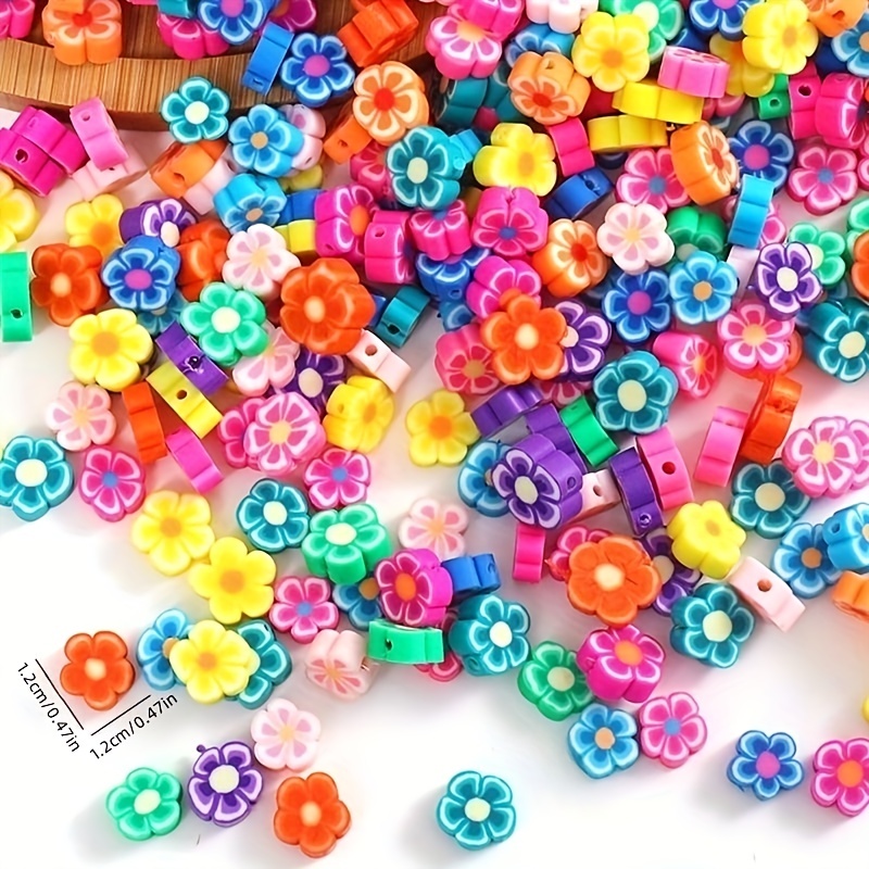 100Pcs Flower Polymer Clay Spacer Beads For Jewelry Making DIY Bracelet  Necklace